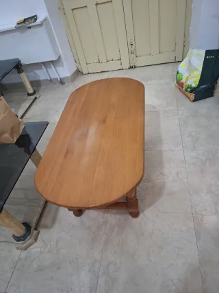 Tavolo da centro in legno massello e specchio