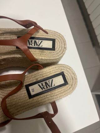 Sandalias Zara Plataforma Marrones Talla 39