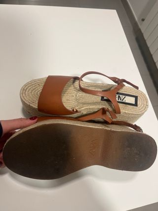 Sandalias Zara Plataforma Marrones Talla 39
