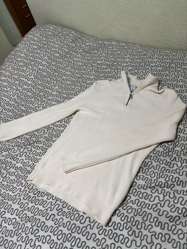 Jersey cuello cremallera beige