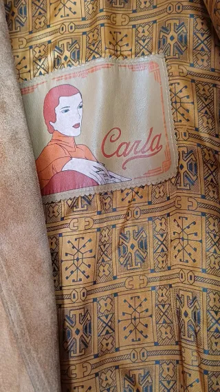 Chaqueta vintage de piel con flecos Talla XL