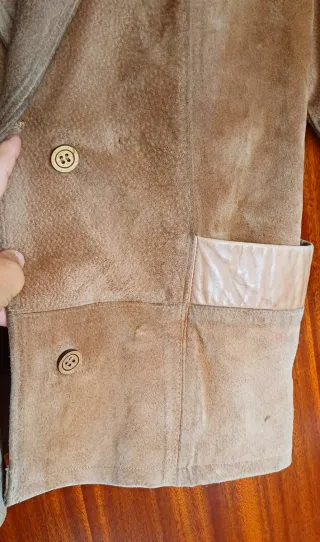 Chaqueta vintage de piel con flecos Talla XL