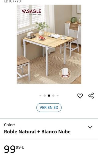 VASAGLE Mesa de Comedor, Mesa Extensible