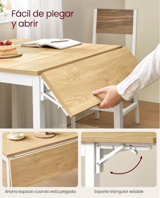 VASAGLE Mesa de Comedor, Mesa Extensible