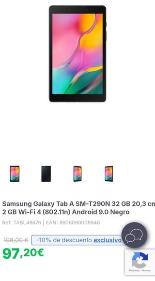 Samsung Galaxy Tab A 8" SM-T290N 32GB Wi-Fi Negra