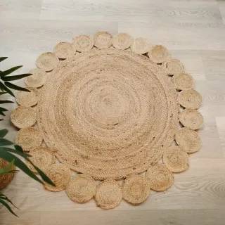 Tappeto rotondo in iuta naturale stile boho