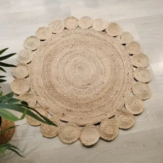 Tappeto rotondo in iuta naturale stile boho