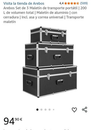 Arebos Set 3 Maletines Aluminio 200L con Cerradura