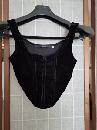 Top Corsé Terciopelo Negro