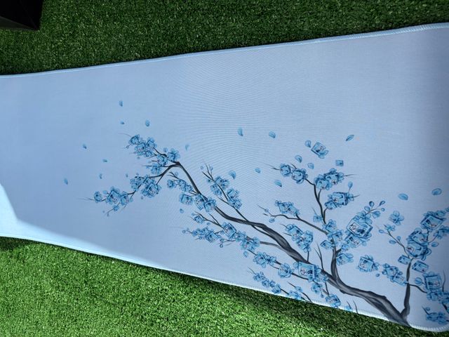 Tappetino mouse gaming EFISH XXL 800x300x3mm design blu con fiori