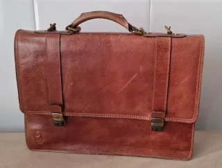 Cartera Piel Vintage Escolar/Ejecutiva Marrón