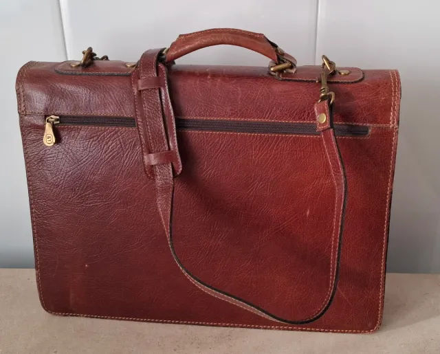 Cartera Piel Vintage Escolar/Ejecutiva Marrón