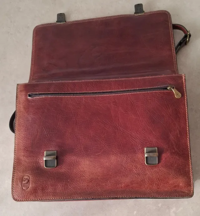 Cartera Piel Vintage Escolar/Ejecutiva Marrón