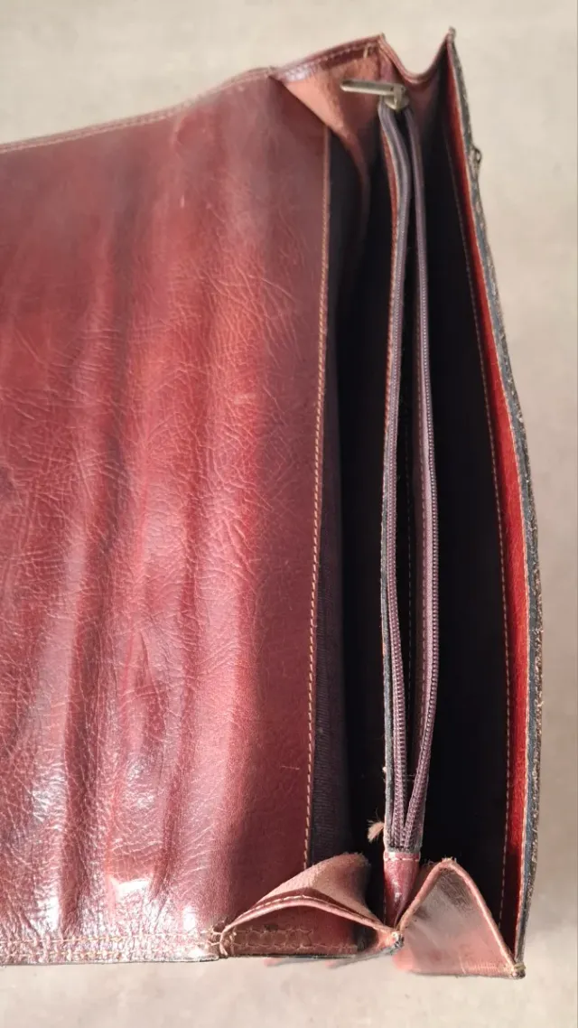 Cartera Piel Vintage Escolar/Ejecutiva Marrón