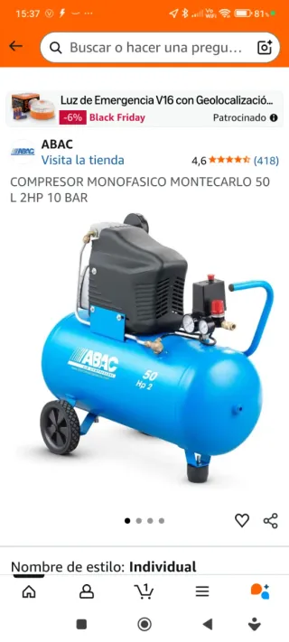 Compresor de aire ABAC Montecarlo 50L. No negociab