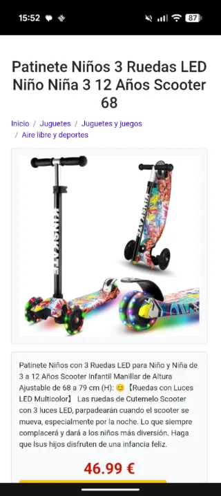 Patinete 3 Ruedas Niños KINSKATE