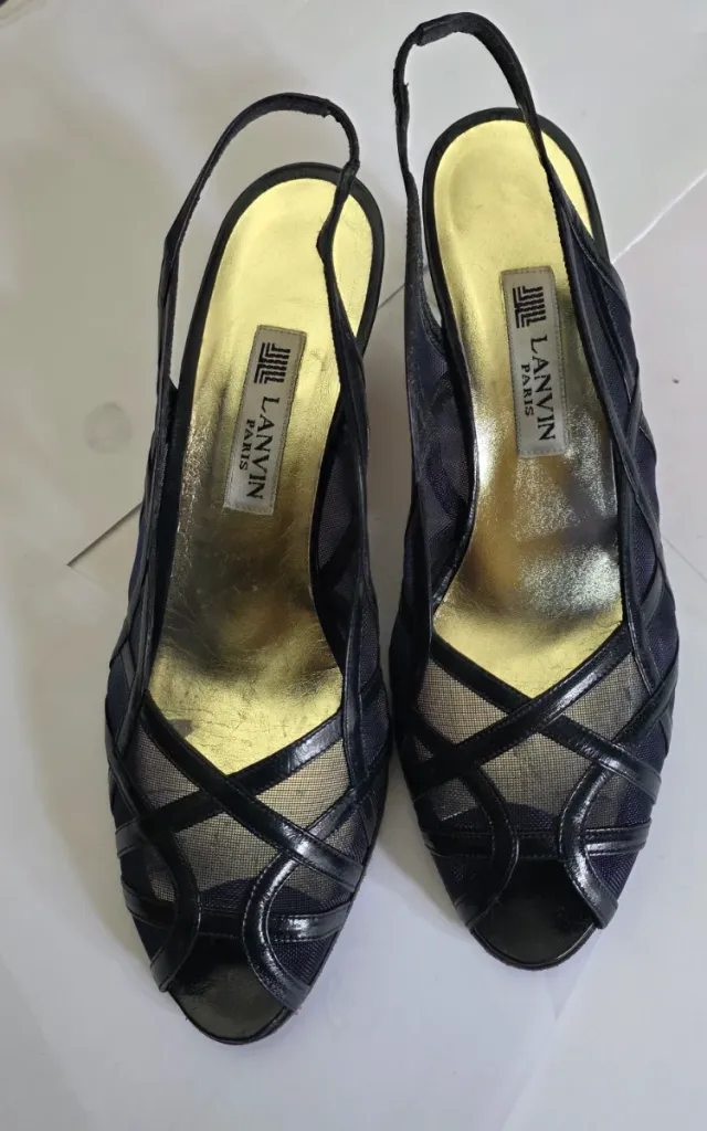 Zapatos Lanvin Paris Piel Enrejados Tacon 6.5cm Ta