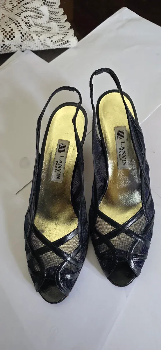 Zapatos Lanvin Paris Piel Enrejados Tacon 6.5cm Ta