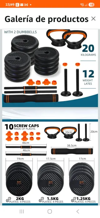 Mancuernas Ajustables y Barra Fitness