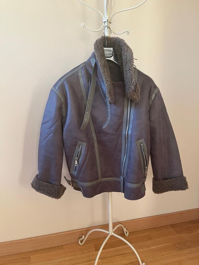 Cazadora Biker Mujer Marrón