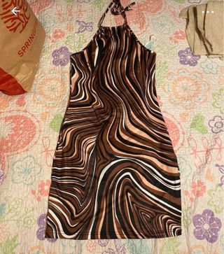 Vestido estampado marrón y multicolor