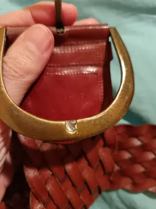 Cintura pelle intrecciata vintage marrone