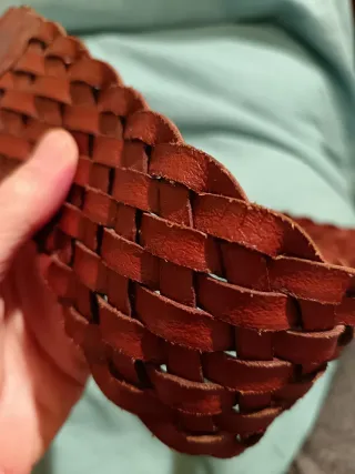 Cintura pelle intrecciata vintage marrone