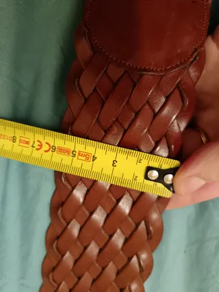 Cintura pelle intrecciata vintage marrone