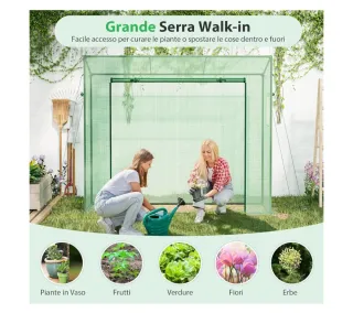 Serra da Giardino 200x77x169 cm con Porta e Finest