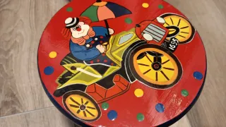 Coppia sgabelli in legno dipinti 17x17cm