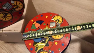 Coppia sgabelli in legno dipinti 17x17cm