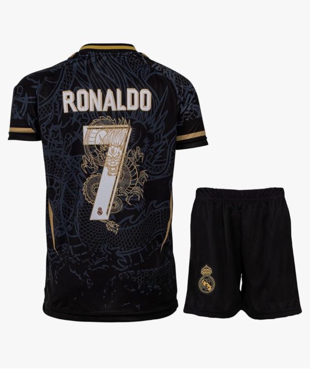 Conjunto fútbol niño Ronaldo 7 dragón negro