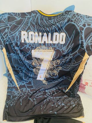 Conjunto fútbol niño Ronaldo 7 dragón negro