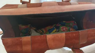 Borsa vintage in pelle scamosciata