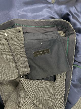 Traje Purificación García Gris y Azul