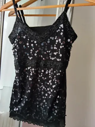 Top lentejuelas negro y plateado