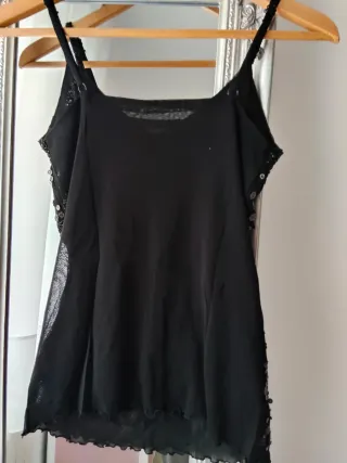 Top lentejuelas negro y plateado