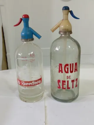 2 sifones antiguos de vidrio