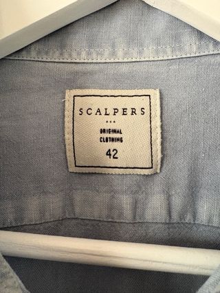 Camisa Scalpers Lino Celeste Talla L