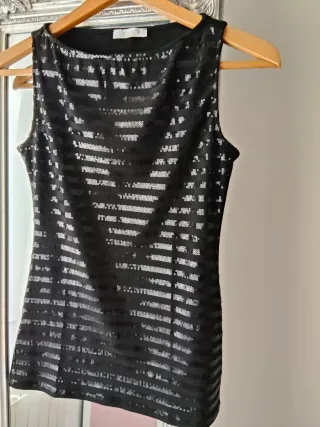 Top fiesta lentejuelas negro y plata