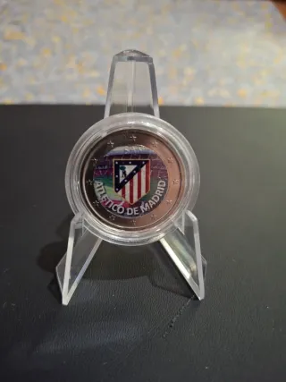 Moneda 2 euros Atlético de Madrid con expositor