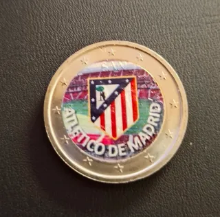 Moneda 2 euros Atlético de Madrid con expositor