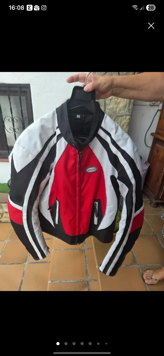 Giubbotto moto rosso, bianco e nero Taglia M