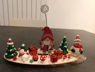 Portafoto Natalizio Gnomo con Alberi e Pupazzi