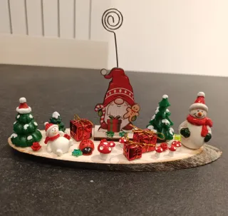 Portafoto Natalizio Gnomo con Alberi e Pupazzi