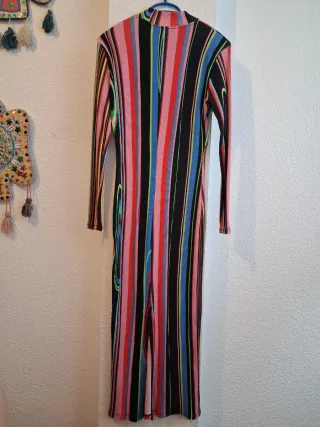 Vestido largo estampado rayas multicolor