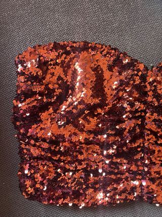 Top palabra de honor lentejuelas rojo y dorado