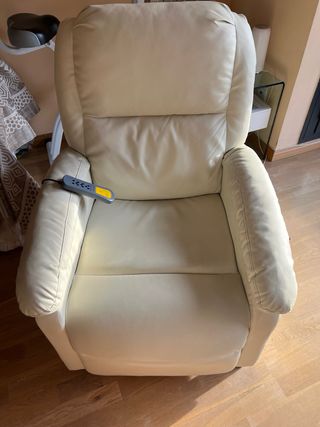 Poltrona relax beige in pelle