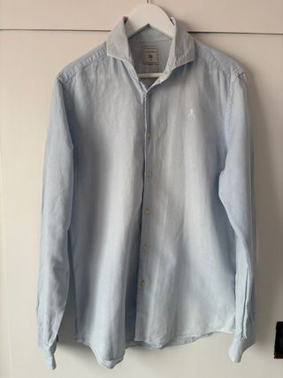 Camisa Scalpers Lino Celeste Hombre talla 41