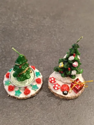 Set 2 Mini Candele Albero Natale